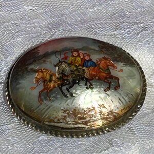 Vintage Hand Painted Russian Brooch